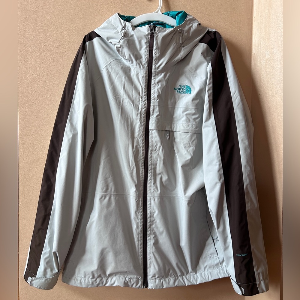 The North Face HyVent 2 In 1 Jacket Coat White Blue Teal Brown Men's Size XL